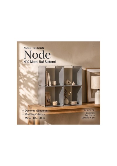 Node 4'lü Modüler Metal Tezgah Üstü Mutfak Rafı Ve Konsol Düzenleyici Stand 33x33 Cm Gümüş - 943953504 Gümüş