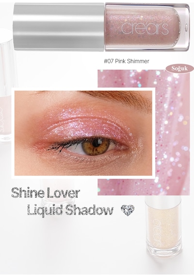 Cre'ars Yoğun Işıltılı, Prizmatik Yapılı Likit Far Shine Lover Liquid Shadow 07 Pink Shimmer