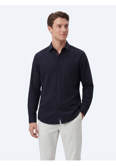 Kip Lacivert Regular Fit Dokuma Casual %100 Pamuk Gömlek