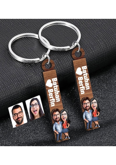 Bk Gift Kişiye Özel Sevgili Temalı 2 Li Ahşap Anahtarlık, Sevgiliye Hediye,doğum Günü Hediyesi, Sevgililer Günü Hediyesi-7
