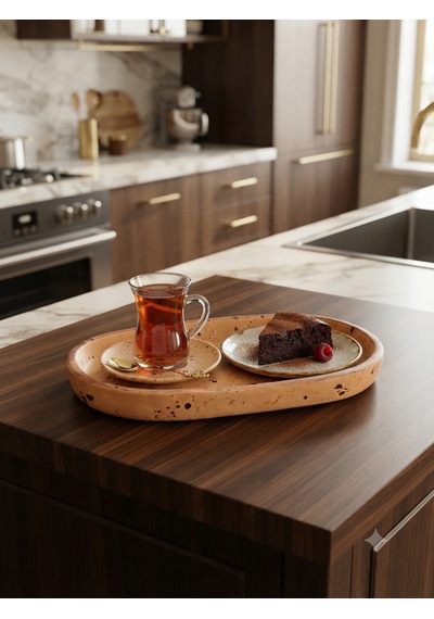 Orion Serisi El Yapımı Kırılmaz Oval Dekoratif Sunum Tepsisi - 23x14 Cm Çay, Kahve, Anahtarlık Ve Takı Düzenleyici Organizer Renkli