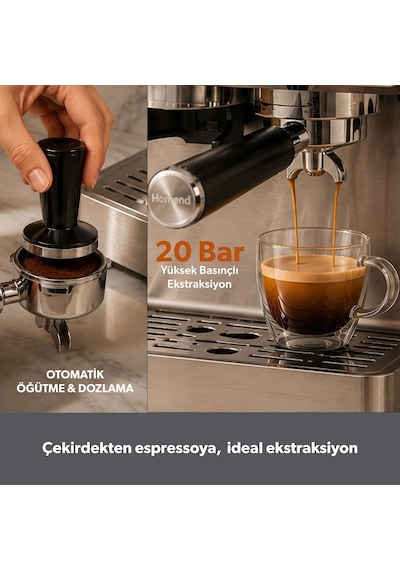 Latteprimo Barista Tipi Çekirdek Öğütücülü Espresso Makinesi, 20 Sıcak Ve Soğuk İçecek Çok Renkli