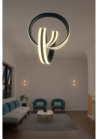Çift Yönlü İmza Sıra Powerled Oturma Odası Led Avize Beyaz Işık Siyah Standart