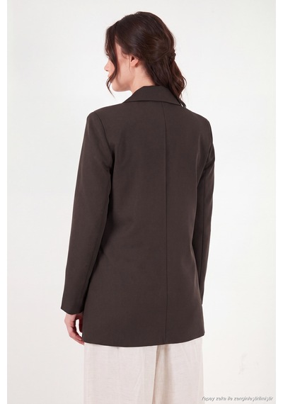 Lela Puantiye Astarlı Belden Bağlamalı Blazer Ceket Kadın Ceket 6524049 Kahve