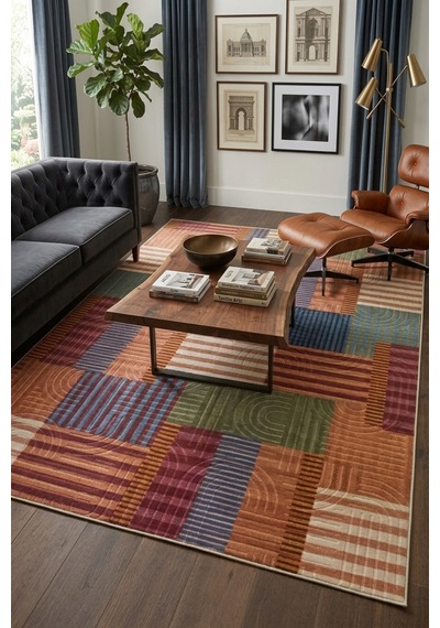 Raschel Carpet Modern Multi Seri Bohem Desen Yıkanabilir Kaymaz Taban Leke Tutmaz Halı Kilim Yolluk Rcmultı 002 Çok Renkli