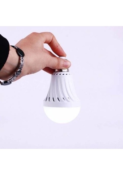 4 Adet Büyük Boy Şarjlı Led Ampul 15 Watt Lamba Ampul Beyaz Led