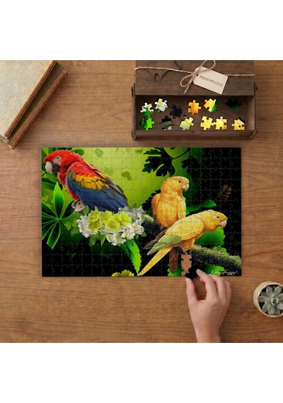 Dalda Papağanlar Tasarımı 240 Parça Ahşap Puzzle Ahşap Kutuda Mpy10108