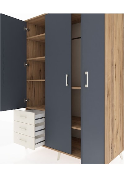 Kronos Dolap 6 Raflı 3 Çekmeceli Tek Askılı 132x59x195 Çam-an... Çam