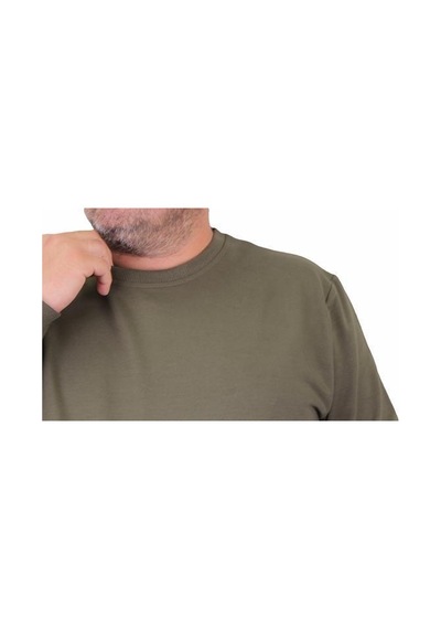 Starbattal Büyük Beden Sıfır Yaka Classic Sweat 23216 Hakı-Hakı