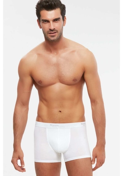 Kom Erkek Penye Likra Compact Tight Short Boxer 4 Lü Beyaz