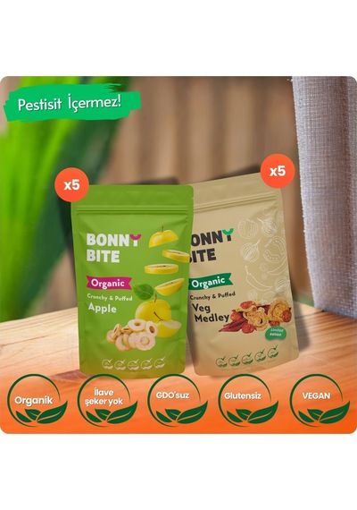 Organik Çıtır Elma & Çıtır Sebze Kapya Biber, Cherry Domates, Soğan 10'lu Paketi Diğer
