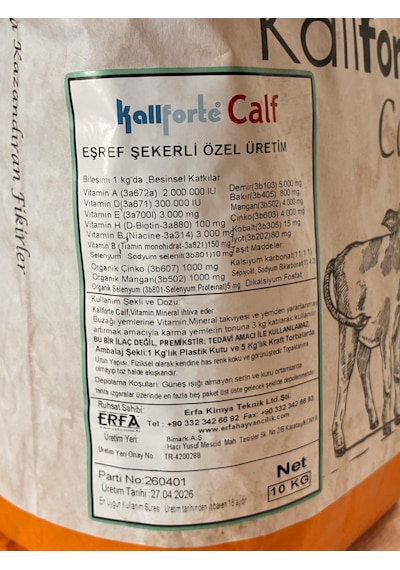 Buzağı Gelişim Premiksi Katkı Maddesi 5 Kg
