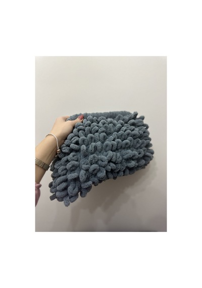 Melonndesign Puffy Çanta El Örgüsü Kol Çantası Yumoş Gri