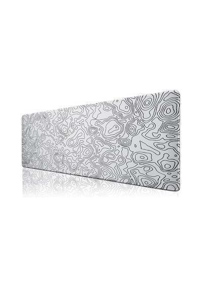 Klasse Pro - 10 Farklı Model Dikişli Kenar 90x40 Cm Oyuncu Gaming Mouse Pad White Map Lines, 90x40 Cm