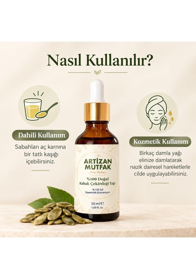 Kabak Çekirdeği Yağı 50 Ml %100 Doğal Ve Saf, Katkısız, Soğuk Sıkım, Cilt Bakımı Diğer
