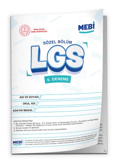 2026 Lgs 8.sınıf Meb Online Türkiye Geneli 6. Deneme Sayısal Sözel Büyük Boy Renkli Baskı Ücreti
