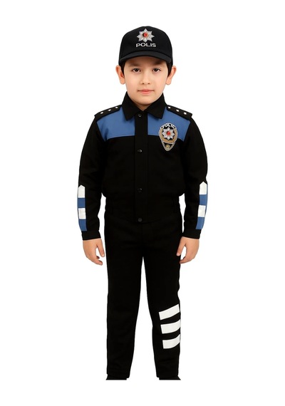 Herşeytrend Kız&erkek Çocuk Polis Kıyafeti Şapka, Gömlek, Pantolon Takımı Yeni Model