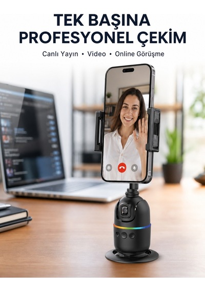 Canlı Yayın Ve Video Çekimleri İçin Otomatik Yüz Takipli Masaüstü Gimbal 360