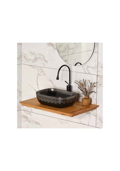 Ey-7033s Tezgah Üstü Lavabo Beyaz & Altın Çok Renkli