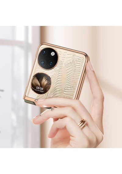 Huawei P50 Pocket Kilif Metal Görünümlü Esnek Kipta Kapak 472928988