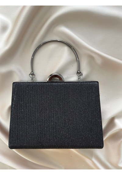 Öznora Kadın Siyah Simli Abiye, Clutch Gece Çantası Std