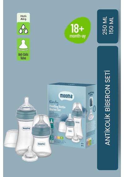 Mooma Kindy 150 ve 250 Ml Biberon Yenidoğan Başlangıç Seti - Bowl Blue