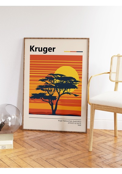 Kruger Milli Parkı Seyahat Posteri Güney Afrika Doğa Sanatı