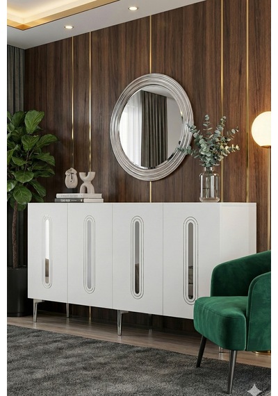 Ka1810bs Rany Konsol ,tv Sehpası Beyaz-silver 180cm