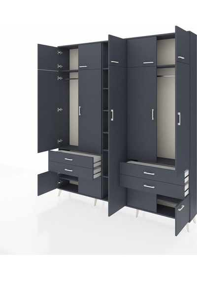 Arges Dolap 12 Raflı 4 Çekmeceli 2 Askılı 220x30x243 Antrasit-antrasit/antrasit Antrasıt/antrasıt Arges Dolap 12 Raflı 4 Çekmeceli 2 Askılı 220x30x243 Antrasit-antrasit/antrasit Antrasıt/antrasıt