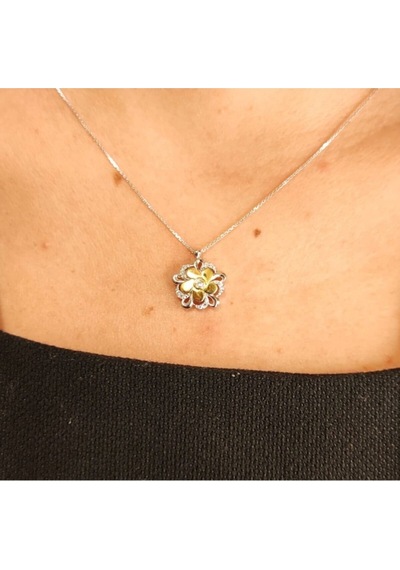 Oriental Kuyumculuk Jewellery Taşlı Yonca Gümüş Kolye Gümüş