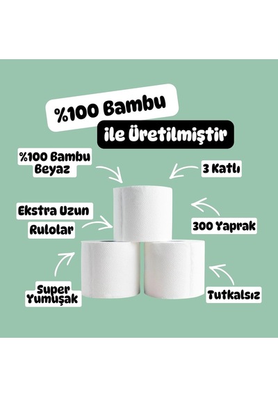 %100 Bambu "extra Uzun Rulo" 40 Tuvalet Kağıdı Naked Doğal Beyaz