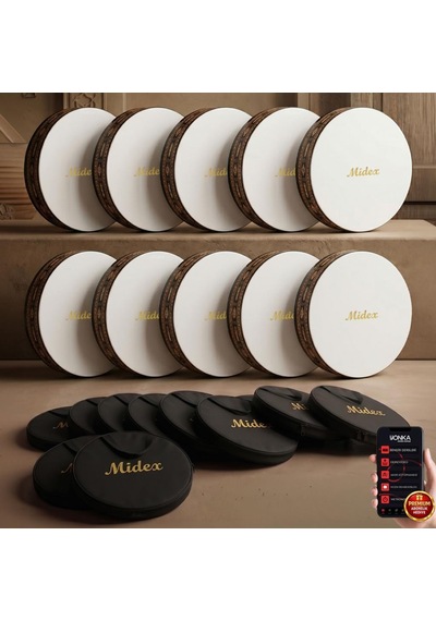 Midex Br-911x 10'lu Bendir Def Toptan Paket Akort Ayarlı El Tutma Oyuklu Çantalı