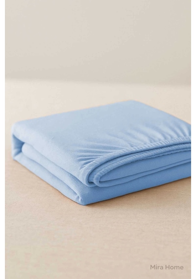 Tek Kişilik Düz Penye %100 Pamuklu Lastikli Çarşaf 100x200 Cm Newsheet Mavi Çok Renkli