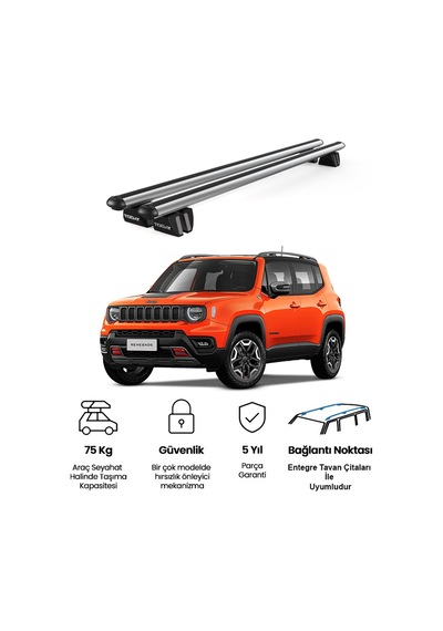 Pençe Jeep Renegade Ara Atkı 2014 Ve Sonrası Uyumlu Gri Ara Atkı Port Bagaj Tavan Barı