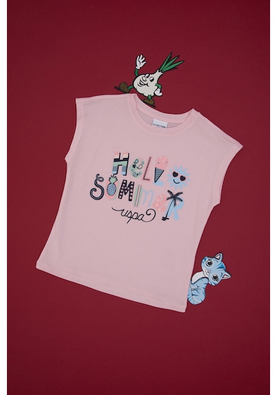 U.S. Polo Assn. Kız Çocuk Açık Pembe Bisiklet Yaka Baskılı Pamuk Tişört 50306190-VR078