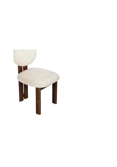 Coco İskandinav Teddy Natural Ahşap Bohem Sandalye Ceviz - Beyaz