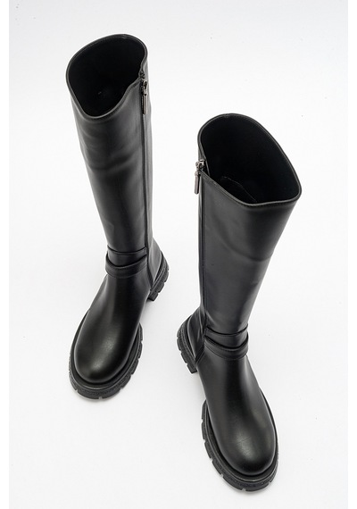 Luvishoes Covela Siyah Cilt Kadın Çizme Siyah