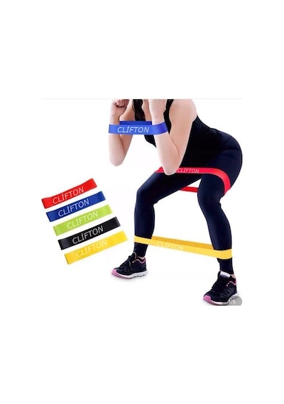 Clifton 5'li Pilates Direnç Lastiği Aerobik Yoga Egzersiz Band