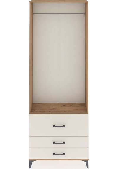 Arges Dolap Tek Raflı 3 Çekmeceli Tek Askılı 88x30x243 Çam-ay... Çam