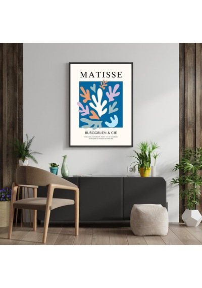 Mavinin Büyüsü Matisse Duvar Tablosu Çerçeveli 2'li Set Siyah Renk 21 X 30 Boyut/ebat