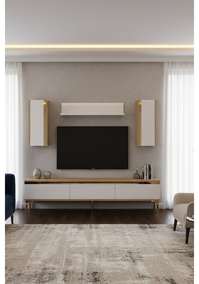 Tvr1898dbg - Anka Tvr180 Tv Ünitesi Takım , Tv Sehpası Safirmeşe-beyaz-gold 180cm Tvr1898dbg - Anka Tvr180 Tv Ünitesi Takım , Tv Sehpası Safirmeşe-beyaz-gold 180cm