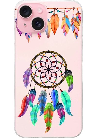 Printify Apple Uyumlu iPhone 15 Plus İle 1mm Slim Fit Devil Eye 6 Baskılı Şeffaf Kılıf 0166f