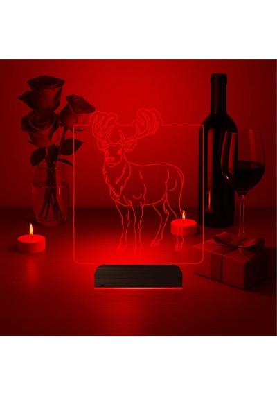 Luvivia Geyik 3d Lamba - Masa Gece Lambası Şeffaf