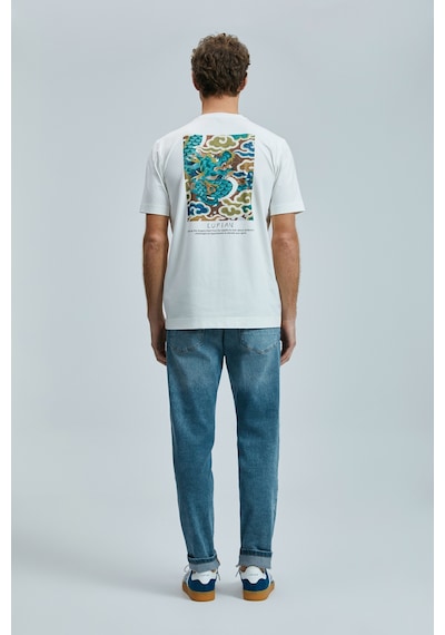 Lufian 111020242 Valor Modern Grafik T- Shirt Erkek Tişort Beyaz