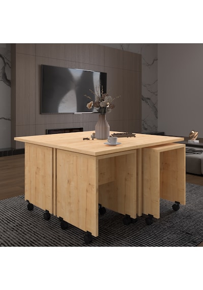 Asra Trend Akıllı Orta Sehpa OS003 %100 MDF 5 Parça Yavrulu Puf Sehpa Seti Safir Meşe Asra Trend Akıllı Orta Sehpa OS003 %100 MDF 5 Parça Yavrulu Puf Sehpa Seti Safir Meşe