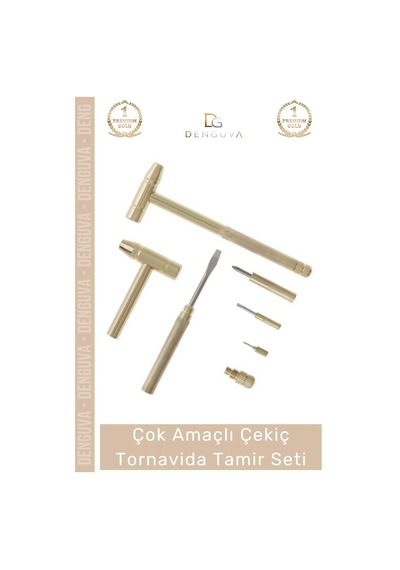 Tamirseti 5 İn 1 Çok Amaçlı Taşınabilir Ergonomik Kompakt Ev Araç Saat Çekiç Tornavida Tamir Seti