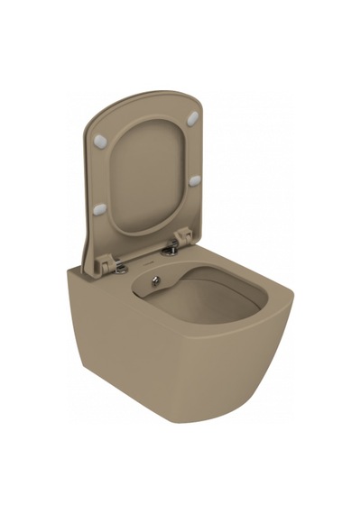 Creavit Elegant Rim-off Duroplast Yavaş Kapanan Klozet Kapaklı Mat Cappucino Set