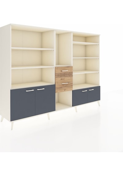 Hyperion Dolap 10 Raflı 2 Çekmeceli 4 Kapaklı 220x44x163 Aytaşı-a Aytaşı-antrasit/çam