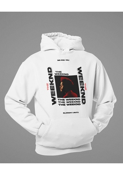 The Weeknd Die For You Baskılı Unisex Oversize Rapper Hoodie Beyaz