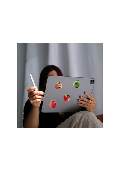 66 Adet Tüylü Meyve Ve Sebze Sticker Seti - Etiket Seti Scrapbook Bullet Journal Çok Renkli
